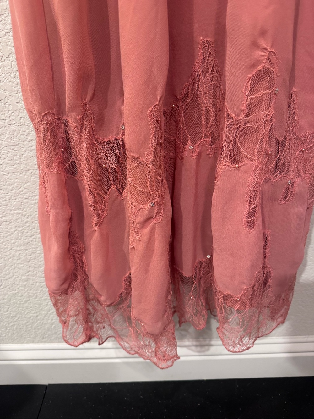 Anthropologie Dusty Rose Lace Maxi Dress Size Medium Romantic Boho - Picture 8 of 15